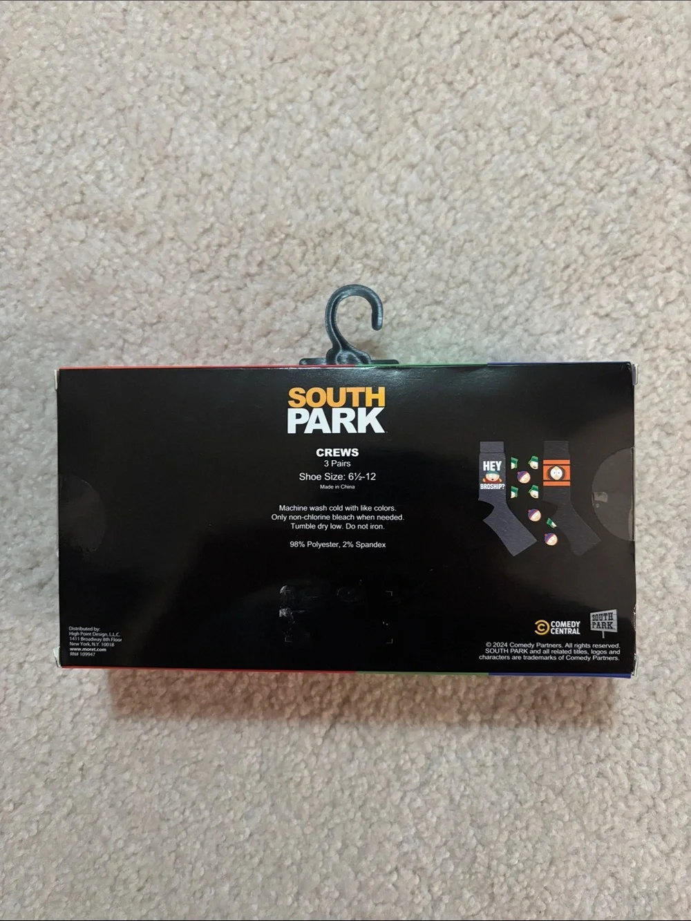 South Park 3 Crew Socks  Shoe Size: 6.5-12
